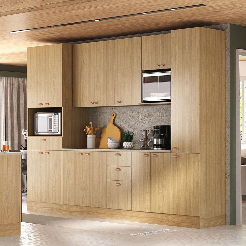 Cozinha Modulada Completa 6 Peças com Tampo e Rodapé Classic Luciane Móveis