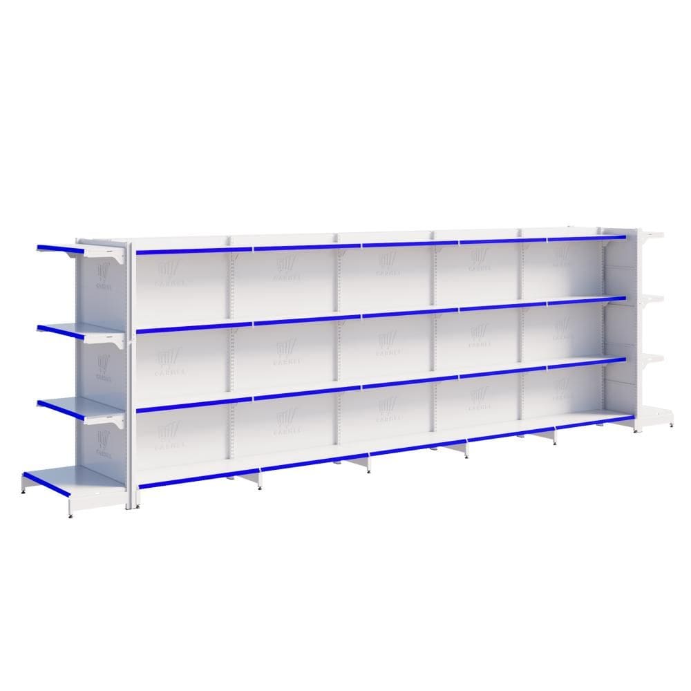 Gôndola Centro 2 Pontas 1 Inicial 4 Continuações 1,40m Bandeja Inclinável New Plus Carmel Imports