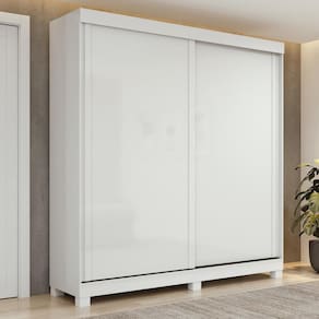 Guarda-Roupa 2 Portas de Correr 2 Gavetas Easy Light com Pés Branco