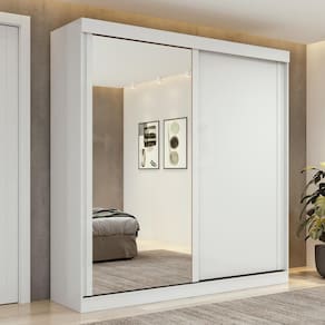 Guarda-Roupa 2 Portas de Correr 2 Gavetas Easy Light com Espelho Branco