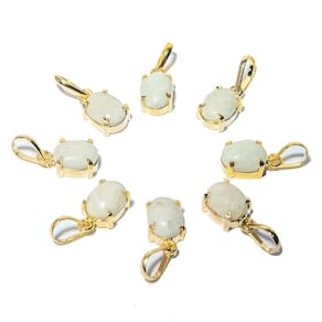 10 Mini Pingente Ponto de Luz Feldspato Cabochão na Garra