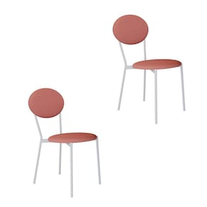 Conjunto com 2 Cadeiras Elipse Poliéster Rosa e Branco