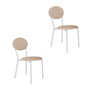 Conjunto com 2 Cadeiras Elipse Poliéster Areia e Branco