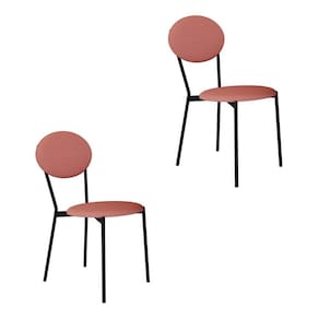 Conjunto com 2 Cadeiras Elipse Poliéster Rosa e Preto