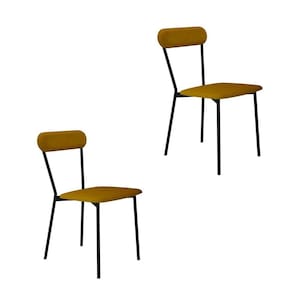 Conjunto com 2 Cadeiras Emília Poliéster Amarelo e Preto