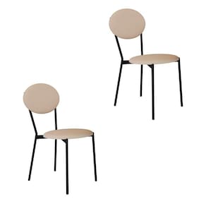 Conjunto com 2 Cadeiras Elipse Poliéster Areia e Preto