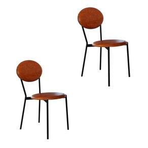Conjunto com 2 Cadeiras Elipse Revestivemento Sintético Caramelo e Preto