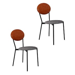 Conjunto com 2 Cadeiras Elipse Poliéster Prata e Caramelo com Preto