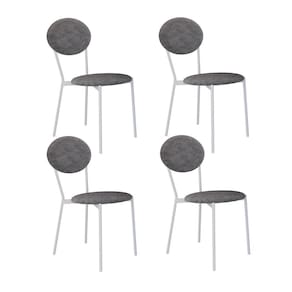 Conjunto com 4 Cadeiras Elipse Poliéster Prata e Branco