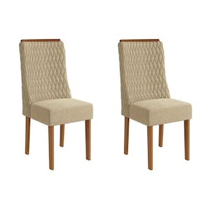 Conjunto com 2 Cadeiras Jasmin Bouclé Bege e Canela