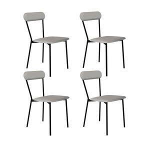 Conjunto com 4 Cadeiras Emília Revestivemento Sintético Cinza Claro e Preto