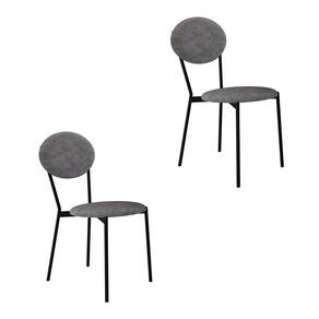 Conjunto com 2 Cadeiras Elipse Poliéster Prata e Preto