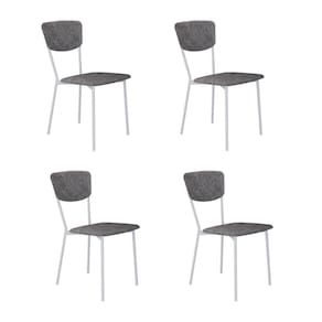 Conjunto com 4 Cadeiras Retrô Poliéster Prata e Branco