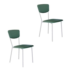 Conjunto com 2 Cadeiras Retrô Revestimento Sintético Verde e Branco