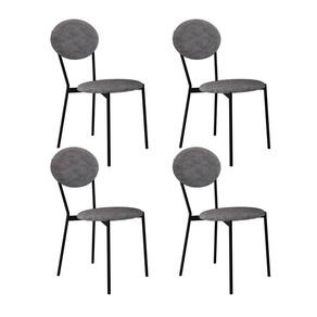 Conjunto com 4 Cadeiras Elipse Poliéster Prata e Preto