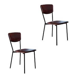 Conjunto com 2 Cadeiras Retrô Revestivemento Sintético Café e Preto