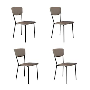 Conjunto com 4 Cadeiras Retrô Revestivemento Sintético Cinza e Preto