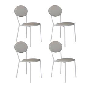 Conjunto com 4 Cadeiras Elipse Revestimento Sintético Cinza Claro e Branco