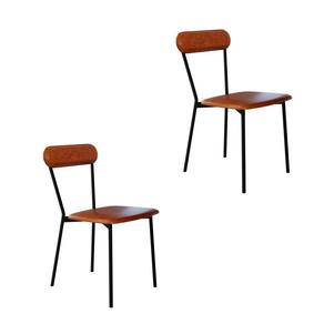 Conjunto com 2 Cadeiras Emília Revestivemento Sintético Caramelo e Preto