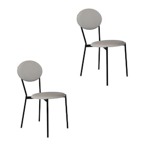 Conjunto com 2 Cadeiras Elipse Revestivemento Sintético Cinza Claro e Preto