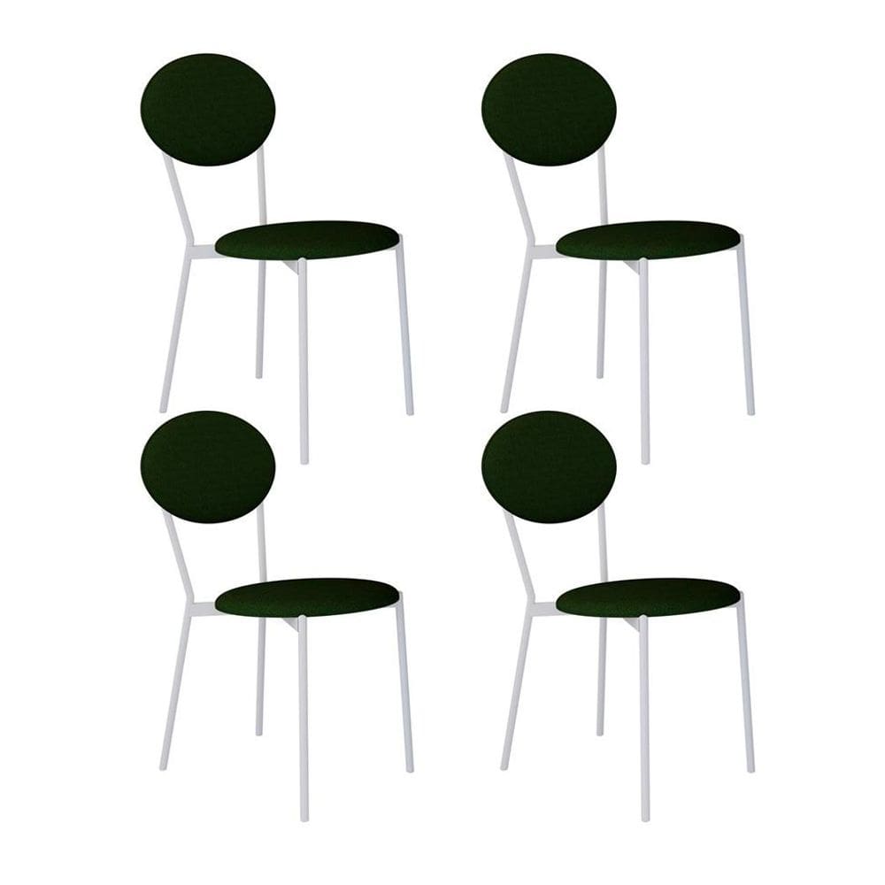 Conjunto com 4 Cadeiras Elipse Poliéster Verde Musgo e Branco