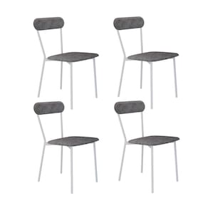 Conjunto com 4 Cadeiras Emília Poliéster Prata e Branco