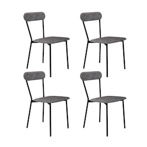 Conjunto com 4 Cadeiras Emília Poliéster Prata e Preto