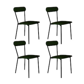 Conjunto com 4 Cadeiras Emília Poliéster Verde Musgo e Preto