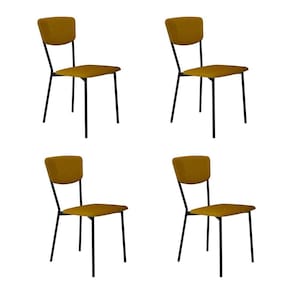 Conjunto com 4 Cadeiras Retrô Poliéster Amarelo e Preto