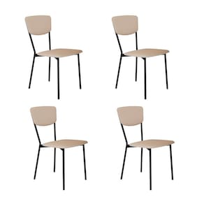Conjunto com 4 Cadeiras Retrô Poliéster Areia e Preto