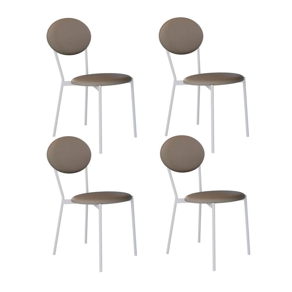 Conjunto com 4 Cadeiras Elipse Revestimento Sintético Cinza e Branco