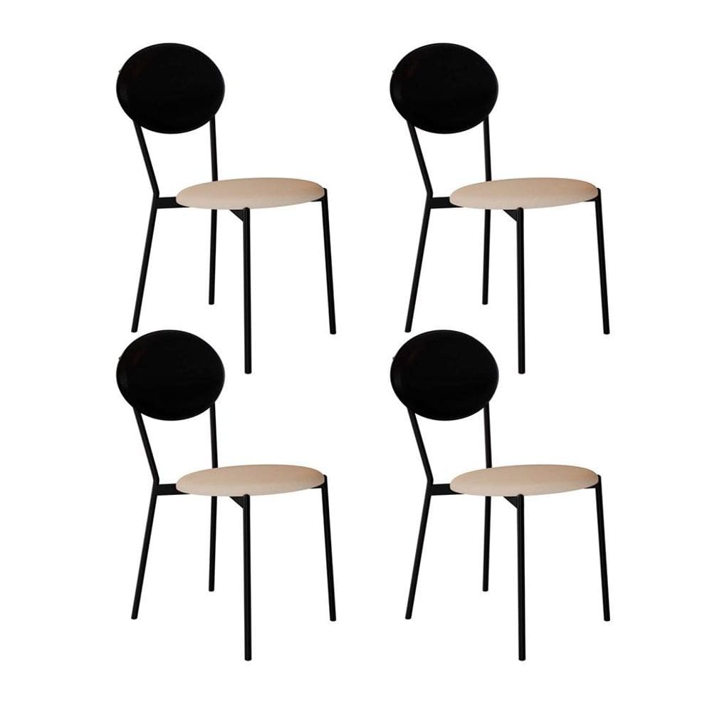 Conjunto com 4 Cadeiras Elipse Poliéster Preto e Areia