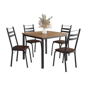Conjunto de Mesa Quadrada com Tampo de MDP Amadeirado e 4 Cadeiras Adriana Revestimento Sintético Imbuia e Preto