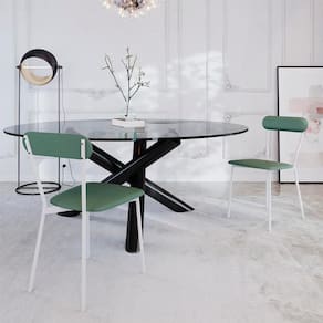 Conjunto com 4 Cadeiras Emília Revestimento Sintético Verde e Branco