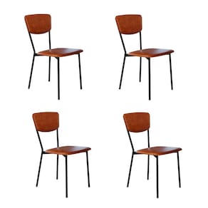 Conjunto com 4 Cadeiras Retrô Revestivemento Sintético Caramelo e Preto