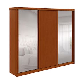 Guarda-Roupa Casal com Espelho Ollie sem Pés 3 Portas 6 Gavetas Frassino