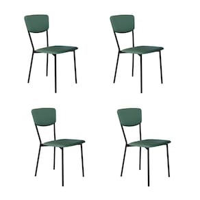 Conjunto com 4 Cadeiras Retrô Revestivemento Sintético Verde e Preto