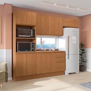 Cozinha Compacta Valence 10 Portas 3 Gavetas Canela