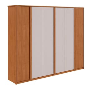 Guarda-Roupa Casal Ollie sem Pés 6 Portas 6 Gavetas Amêndoa e Off White