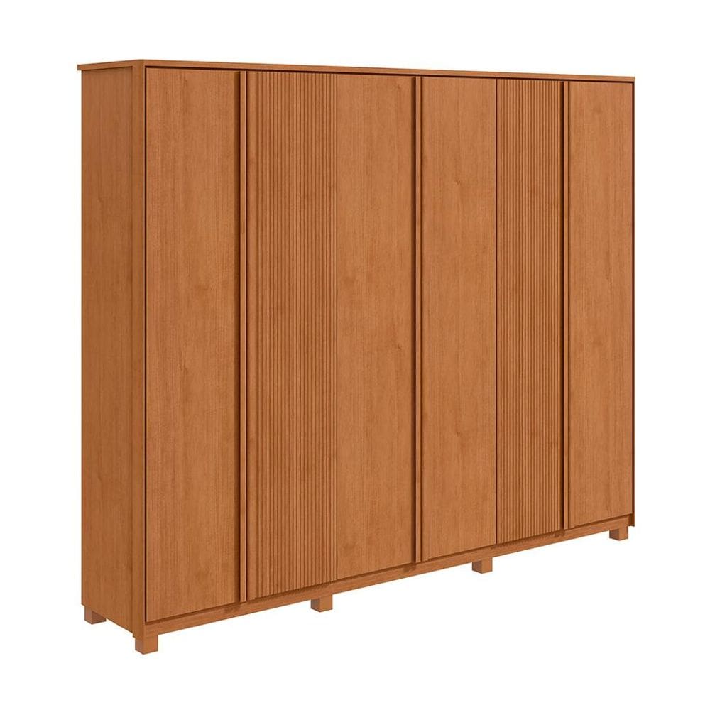 Guarda-Roupa Casal Ollie com Pés 6 Portas 6 Gavetas Amêndoa