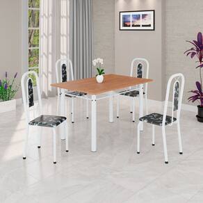 Conjunto para Sala de Jantar com 4 Cadeiras Lívia Preto / Branco