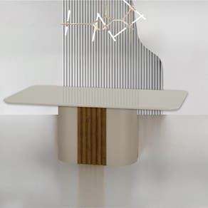 Mesa para Sala de Jantar Tampo Copo com Vidro Dacota Off White / Freijó