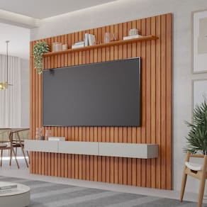 Estante para Tv 84 Polegadas 100% Mdf Cinamomo/ Off White