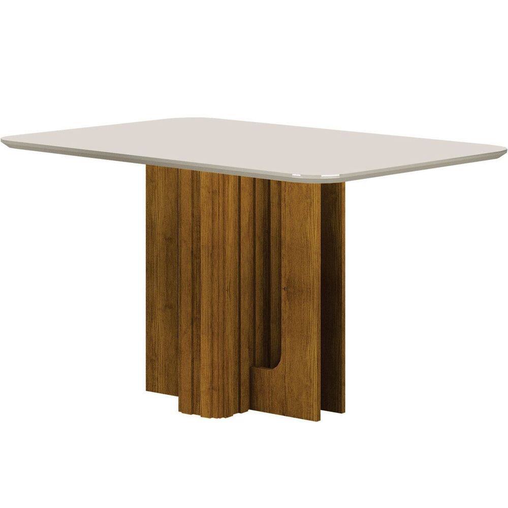 Mesa Tampo Copo com Vidro 120cm Sofia Freijó/Off White