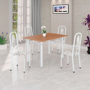Conjunto Sala de Jantar com 4 Cadeiras Lívia Arabesco/ Branco