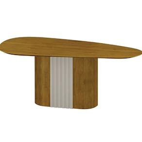 Mesa para Sala de Jantar com Tampo de Vidro Dacota Freijó/Off White