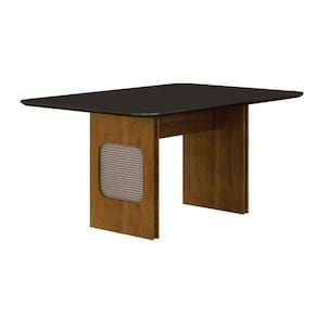 Mesa para Sala de Jantar com Tampo de Vidro Lara freijo/cinza