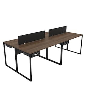 Escrivaninha para Escritório com 4 Lugares Nogal / Preto