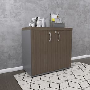 Armário para Escritório Baixo 2 Portas com Chave Grafito/Walnut