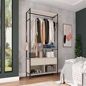 Guarda-roupa Barcelona 187cm X 119cm Closet Preto /Off White